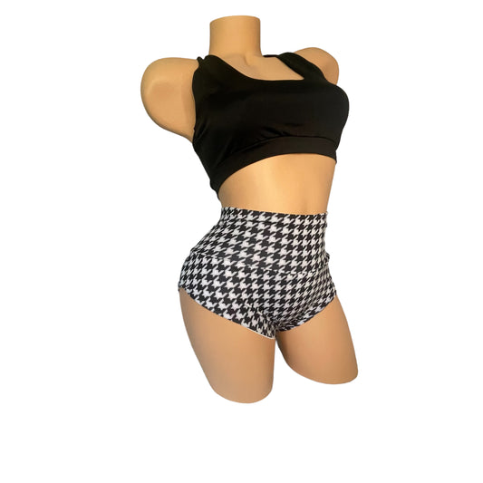 2 Piece Set with Houndstooth Print Short